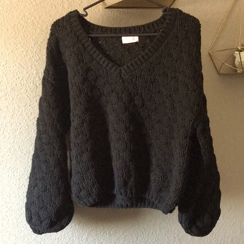 Black chunky pink Lily sweater